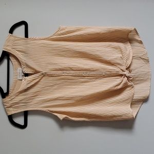 Lucky Brand Y2K Yellow Striped Button Down Sleeveless Tie Front Top Rachel Green